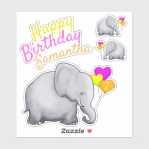 Sticker Personnalisation de l'anniversaire heureux Elépha