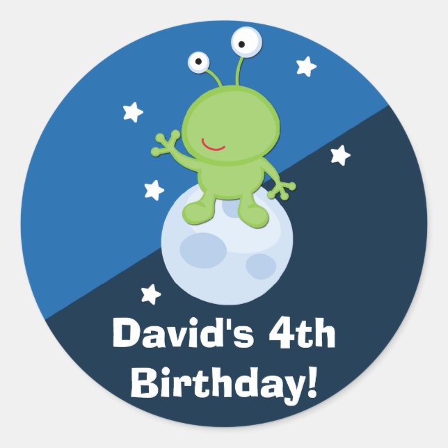 Sticker personnalisé Anniversaire Alien (Devant)