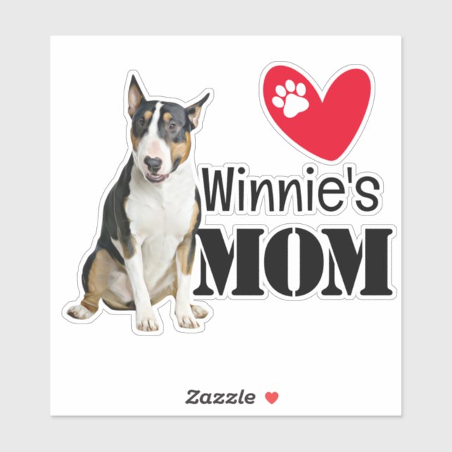 Sticker personnalisé Bull Terrier Maman (Feuille)
