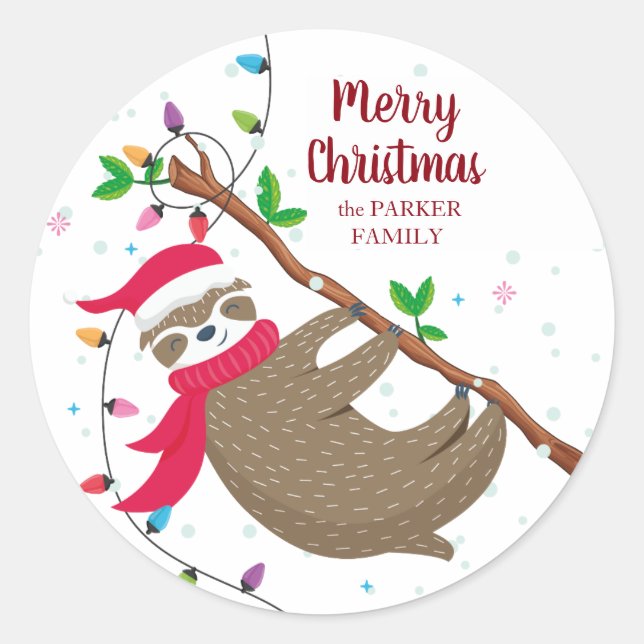 sticker personnalisé Christmas Sloth (Devant)