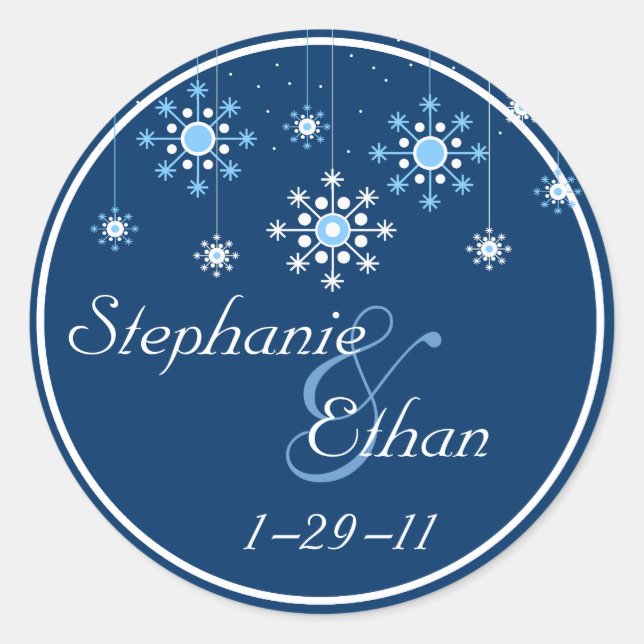 Sticker personnalisé de mariage d'hiver (Devant)