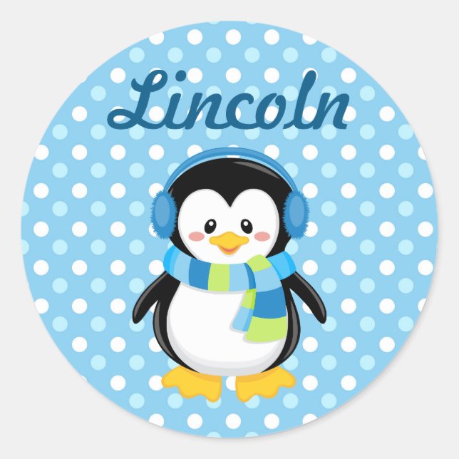 Sticker personnalisé de pingouin garçon (Devant)