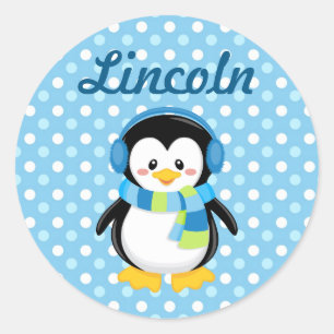 Sticker personnalisé de pingouin garçon
