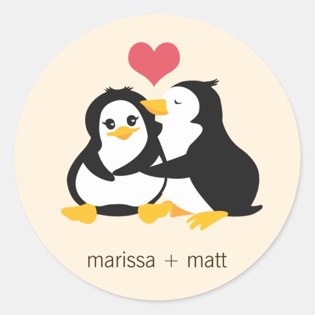 Sticker personnalisé Love Penguins (Devant)