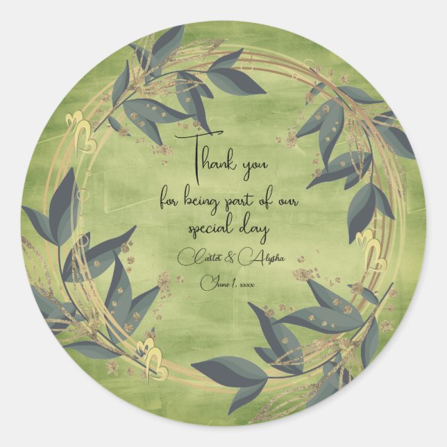 Sticker personnalisé mariage Olive Wreath (Devant)