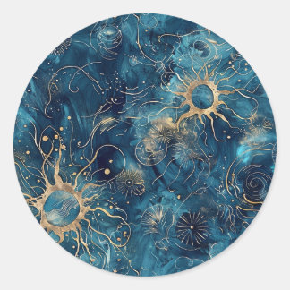 Sticker personnalisé Nebula Abstrait bleu et or