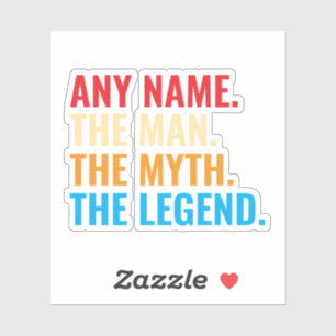Sticker Personnalisé Nom L'Homme Le Mythe La Légende Rétro