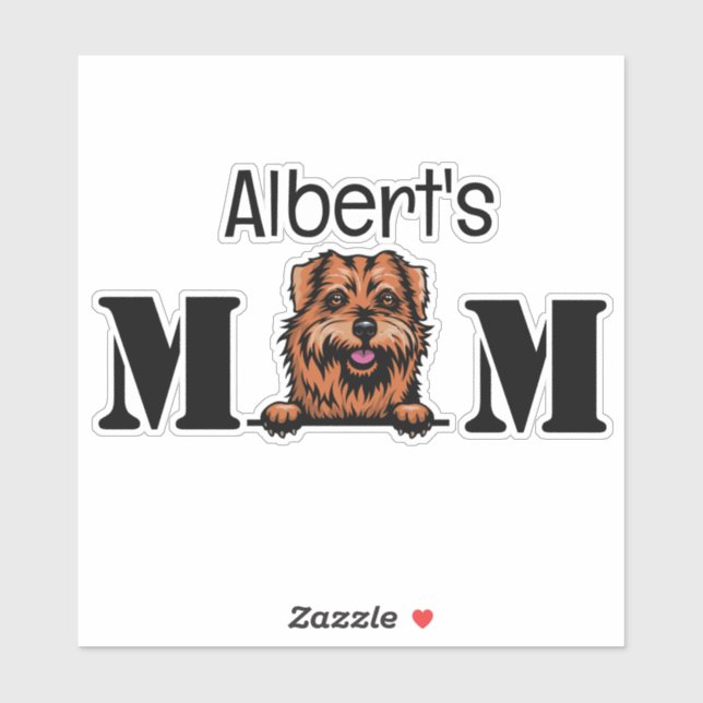 Sticker personnalisé Norfolk Terrier Peeking Maman (Feuille)