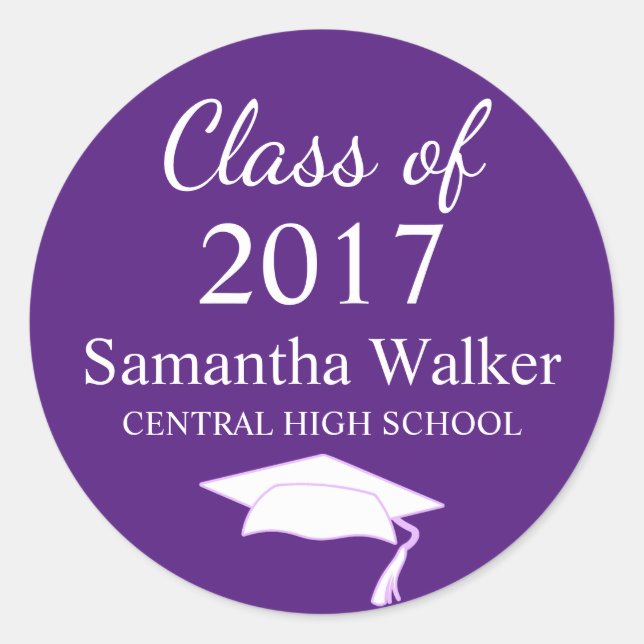 Sticker personnalisé pour graduation en violet fon (Devant)