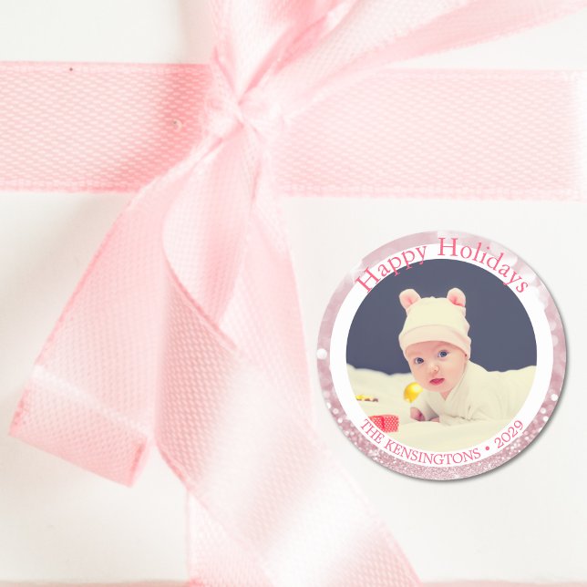 Sticker personnalisé pour la première fille de Noë (Baby Girl’s First Christmas Personalized Sticker)