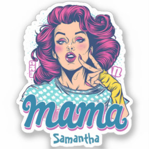 Sticker Personnalisé Retro Mama Pop Art (11)