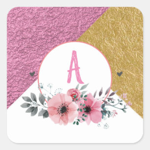 Sticker personnalisé rose & Or