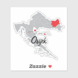 Sticker Personnaliser - Croatie Carte Osijek-Baranja Comté