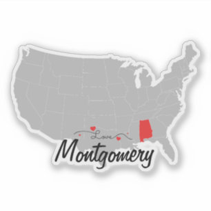 Sticker Personnaliser - Montgomery, Alabama Carte US