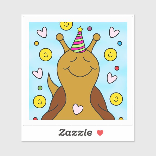Sticker Petit Anniversaire sucré d'escargot mignon | Vinyl (Feuille)
