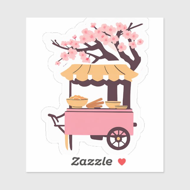 Sticker Petit chariot de ramen rose (Feuille)