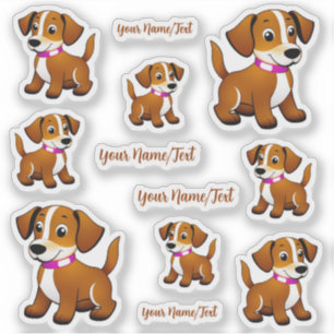 Sticker Petit chien brun, debout -