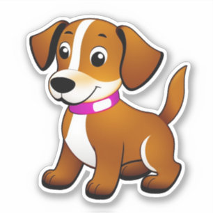 Sticker Petit chien brun, debout