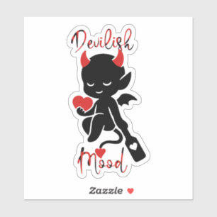 Sticker Petit Diable Méchant avec Pagaie "Humeur Diaboliqu