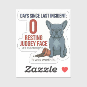 Sticker Petit Français Vilain 0 Jours Depuis l'Incident Au