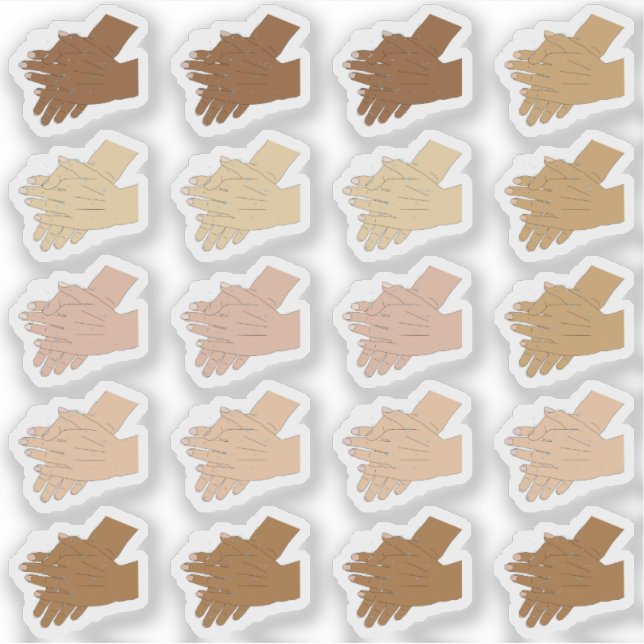 Sticker Petit lavage de mains multiculturel (Devant)