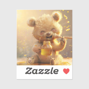 Sticker Petit ours mangeant du miel