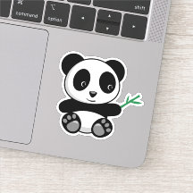 Petit Panda mignonne avec bâton en bambou