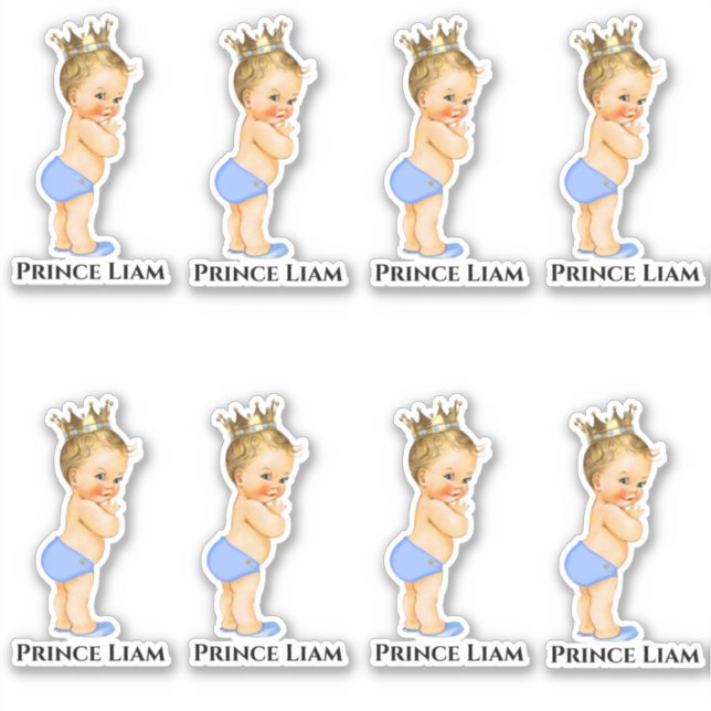 Sticker Petit Prince Baby Boy Light Blue Gold Crown (Devant)