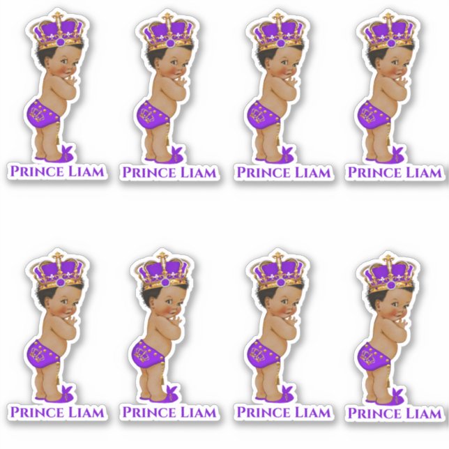 Sticker Petit Prince Bébé Garçon Purple Gold Couronne (Devant)