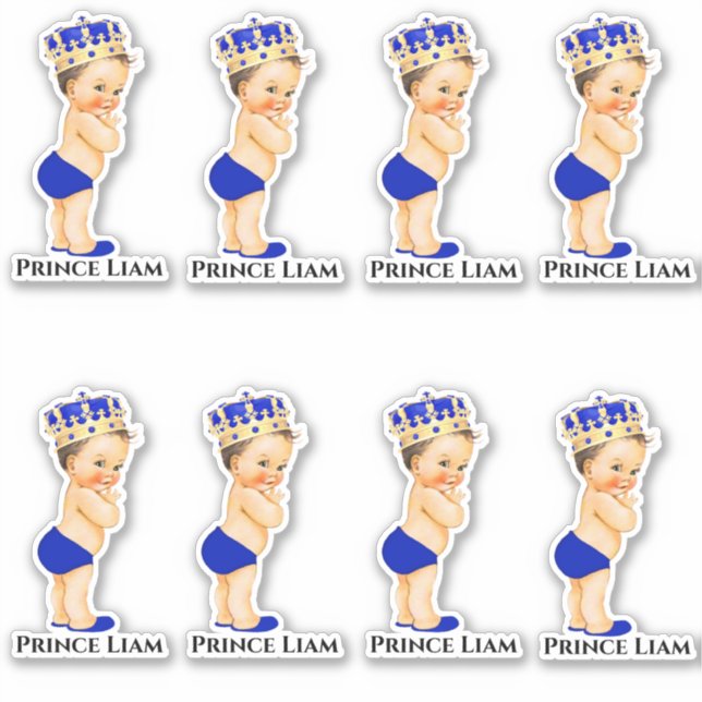 Sticker Petit Prince Bébé Garçon Royal Blue Gold Couronne (Devant)