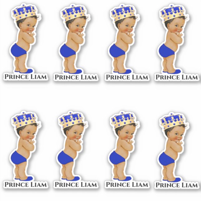 Sticker Petit Prince Bébé Garçon Royal Blue Gold Couronne (Devant)