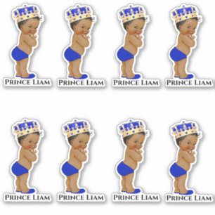Sticker Petite couronne d'or de bleu royal de prince béb