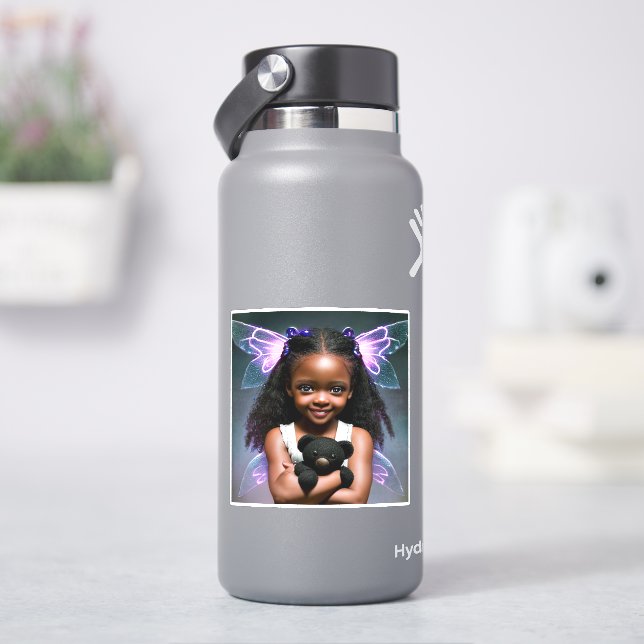 Sticker Petite fille fée mignonne avec ours en peluche (HydroFlask)