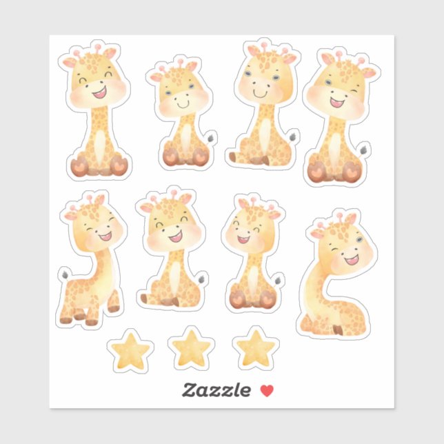 Sticker Petite girafe amis (Feuille)