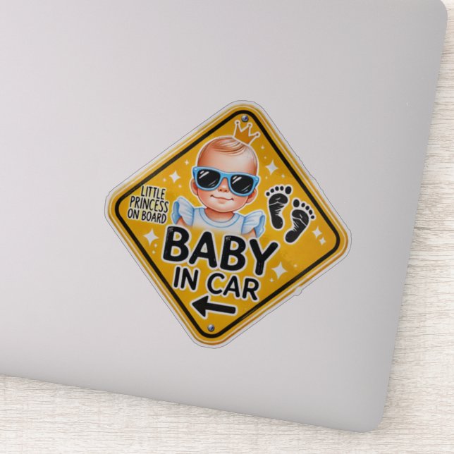 Sticker Petite princesse à bord - Bébé en voiture (Détail)