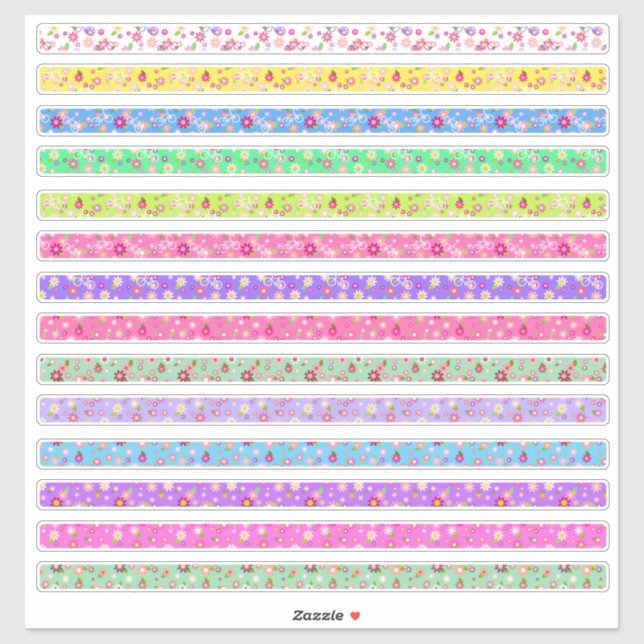 Sticker Petite sélection de bordures florales colorées (Feuille)