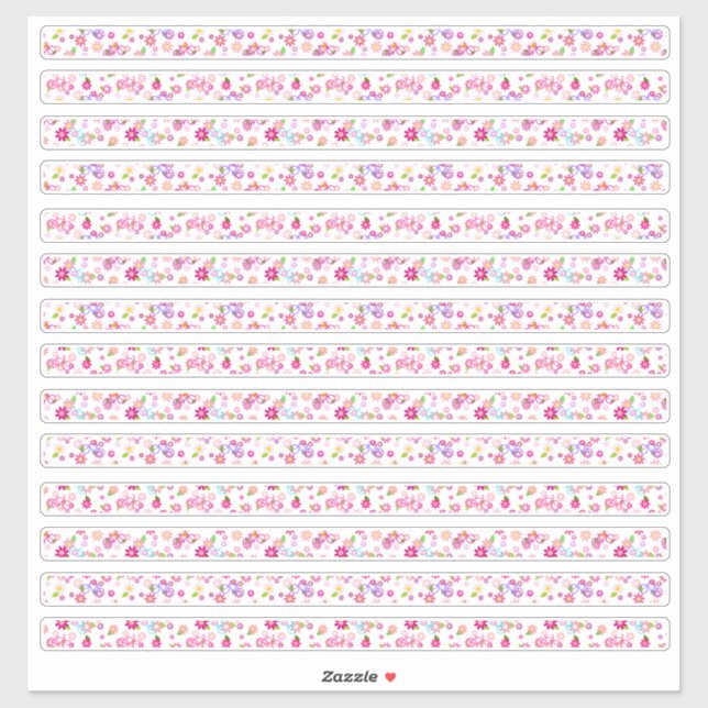 Sticker Petites frontières florales rose et blanc (Feuille)