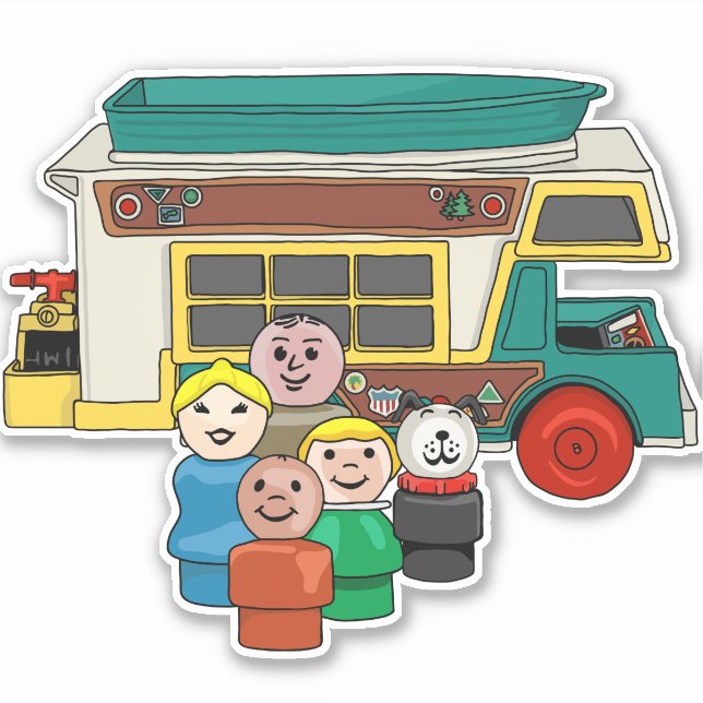Sticker Petits Gens Camping Familial (Devant)