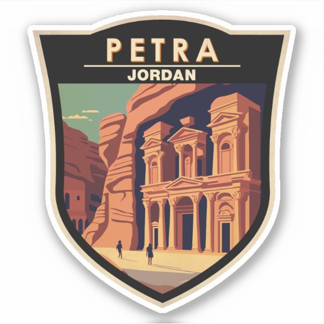 Sticker Petra Jordan Travel Art Vintage (Devant)