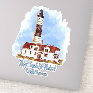 Sticker Phare de Big Sable Point aquarelle - Michigan