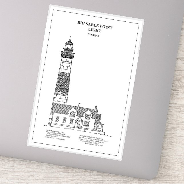 Sticker Phare de Big Sable Point - Michigan - BD (Big Sable Point Lighthouse - Michigan - BD. Sticker)