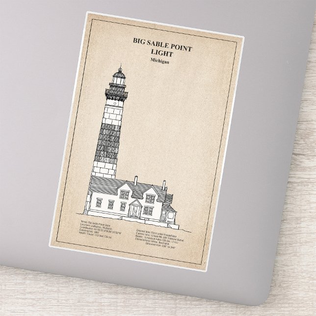 Sticker Phare de Big Sable Point - Michigan - SBD (Big Sable Point Lighthouse - Michigan - SBD. Sticker)