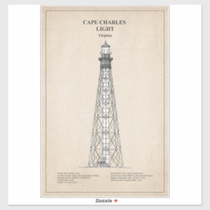 Sticker Phare de Cape Charles - Virginie - SBD
