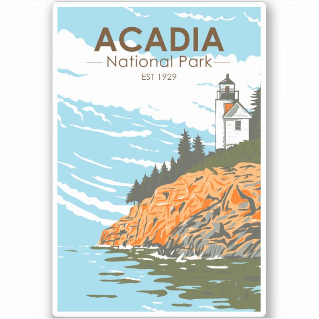 Sticker Phare du port de Bar Park National Acadia (Devant)
