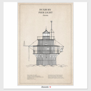 Sticker Phare lumineux de Duxbury Pier - Massachusetts - S
