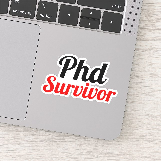 Sticker Phd Survivor Typographie rouge noir (Détail)