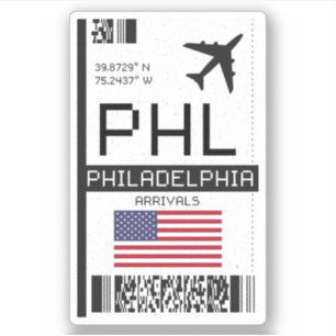Sticker PHL Philadelphia, American Airport Boarding Pass