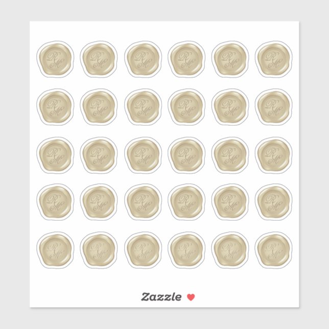 Sticker Phoques de cire Monogramme Gold Faux (Feuille)