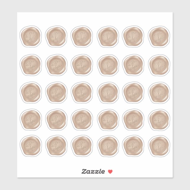 Sticker Phoques de cire Monogramme Rose Gold Faux (Feuille)