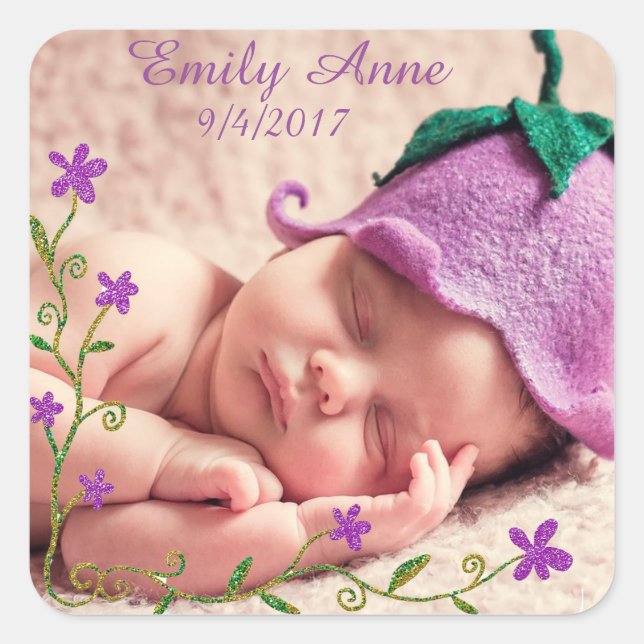 Sticker Photo Bébé Plutôt Violet (Devant)
